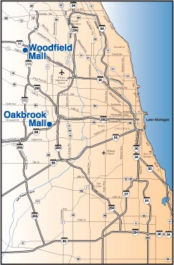 map showing Illini Shuttle stops in Chicago area